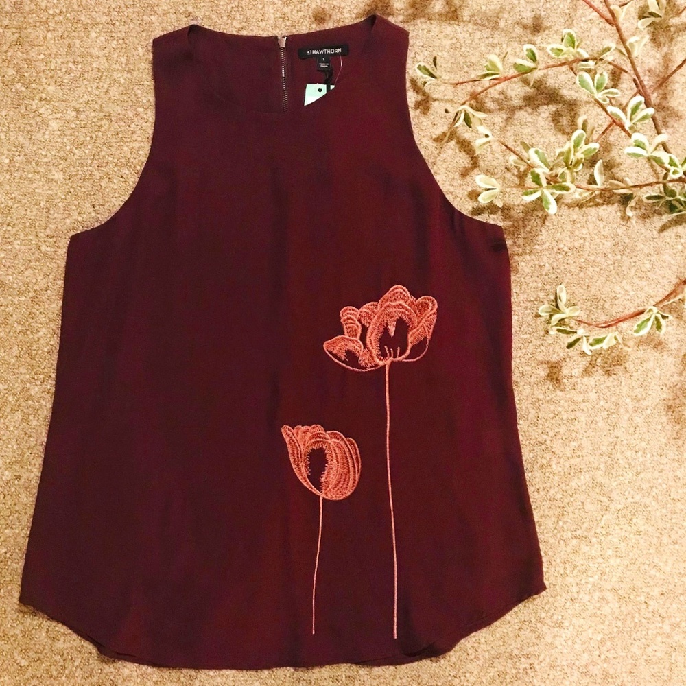 41 Hawthorn Burgundy Sleeveless Blouse - Large NWT